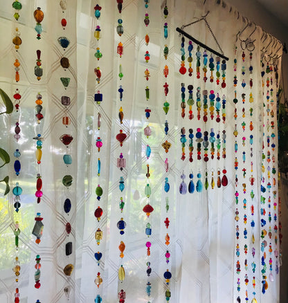 Single-Strand Multicolored Glass And Crystal Bead Suncatchers