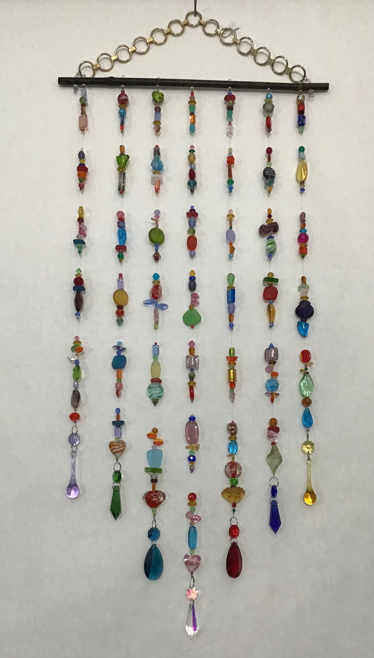 Hanging Seven Strand Suncatcher, Multi color Crystals & Beads