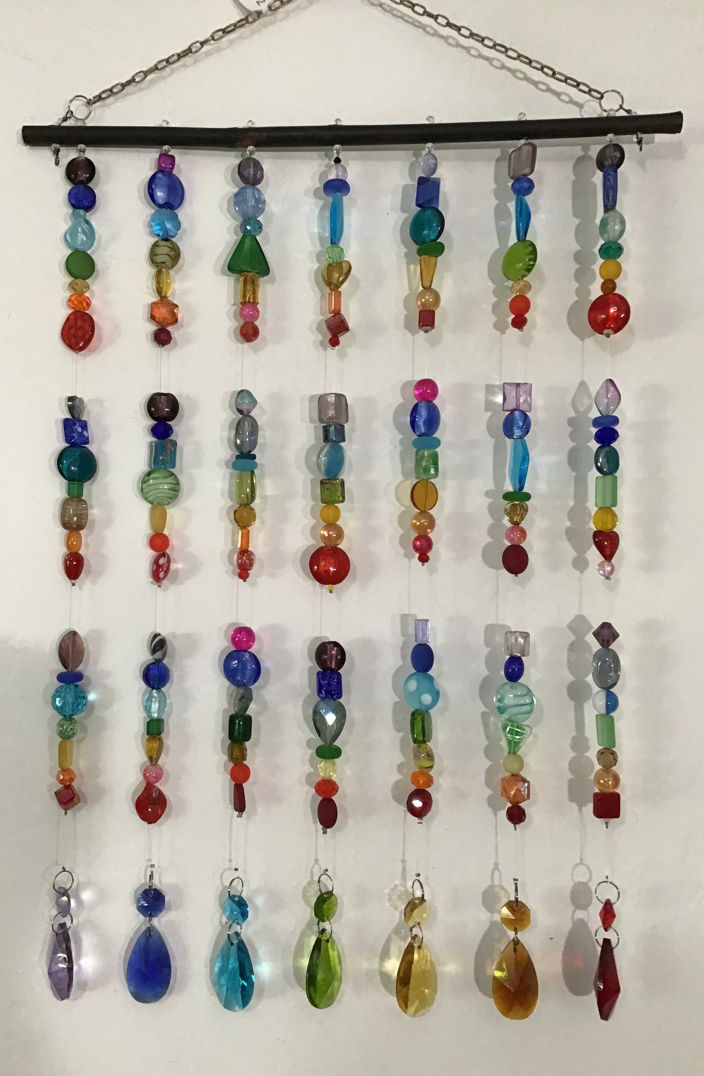 Hanging Seven Strand Suncatcher-Chakra Colors, Crystal & Glass Beads